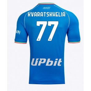 SSC Napoli Khvicha Kvaratskhelia #77 Hemmatröja 2023-24 Kortärmad